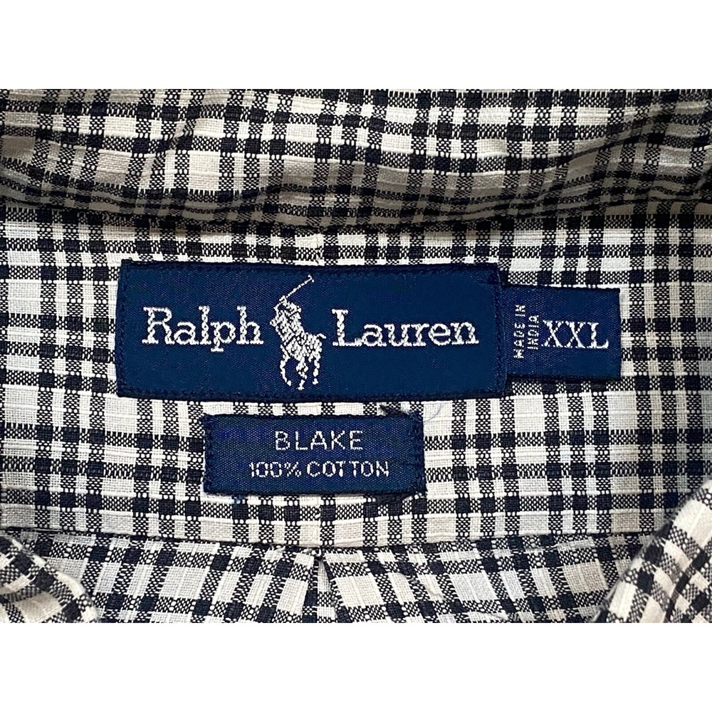 Ralph Lauren Shirt Mens 2XL Black White Plaid Blake Long Sleeve Button Down Pony - Picture 3 of 7